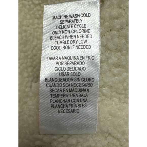 NWT Democracy Large Ombre Denim Faux Fur Lining Button Up Vest W Front Pockets - Picture 8 of 8